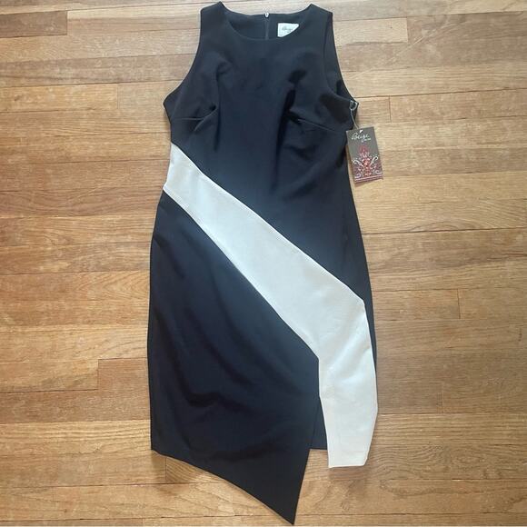 NWT Beige by eci black and white striped sleeveless midi dress size 6 b13 - Picture 1 of 5